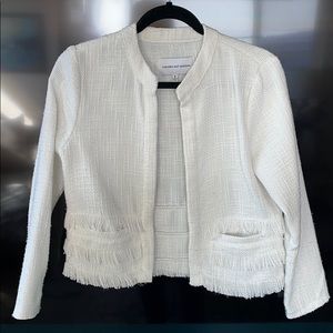 White fringe woven jacket